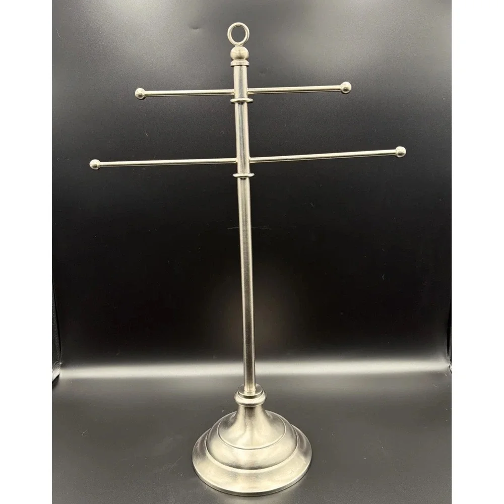 Pottery Barn Silver Brushed Nickel Jewelry Stand‎ 17.5